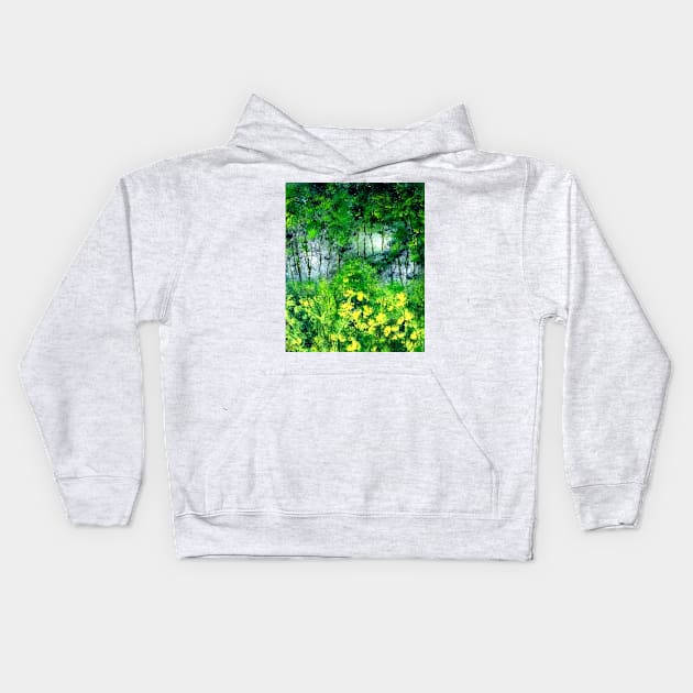 Lush Green Forest acrylic painting Kids Hoodie by SunilAngra